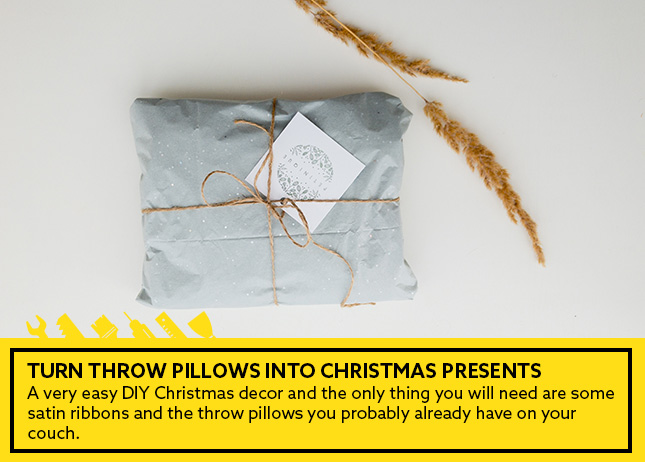 5- Turn throw pillows into Christmas presents